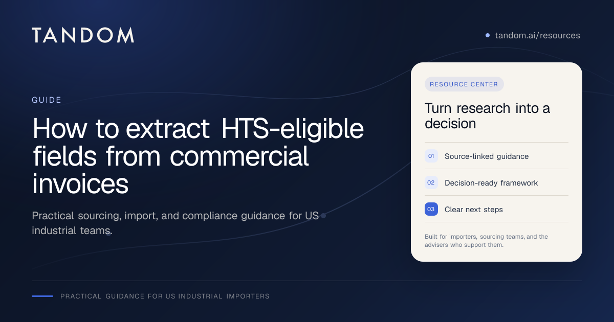 How to extract HTS-eligible fields from commercial invoices with Tandom ...
